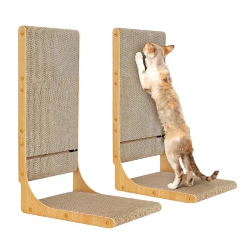 Shaped Cardboard Scratch Pad for Indoor Cats Vertical Cat Scratching Board with Ball Toy Furniture Protector Reversible Design for Double Life Large