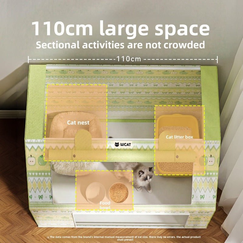 Suitable for Breeding & Delivery Rooms - Rectangular Kennel Villa with Ventilation System, Spacious /Outdoor Pet Enclosure for Kittens, Litter Box Area, No Assembly Required