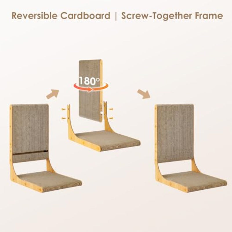 Shaped Cardboard Scratch Pad for Indoor Cats Vertical Cat Scratching Board with Ball Toy Furniture Protector Reversible Design for Double Life Large