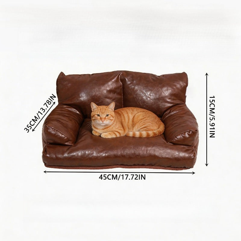 Bed Suitable for Small Dogs & Cats - Retro Oil Wax Couch Bed, Portable Travel Bed with Washable, Compact Indoor/Outdoor Furniture for Home, Bed, Balcony - Cozy Durable Bedding for Puppies & Kittens