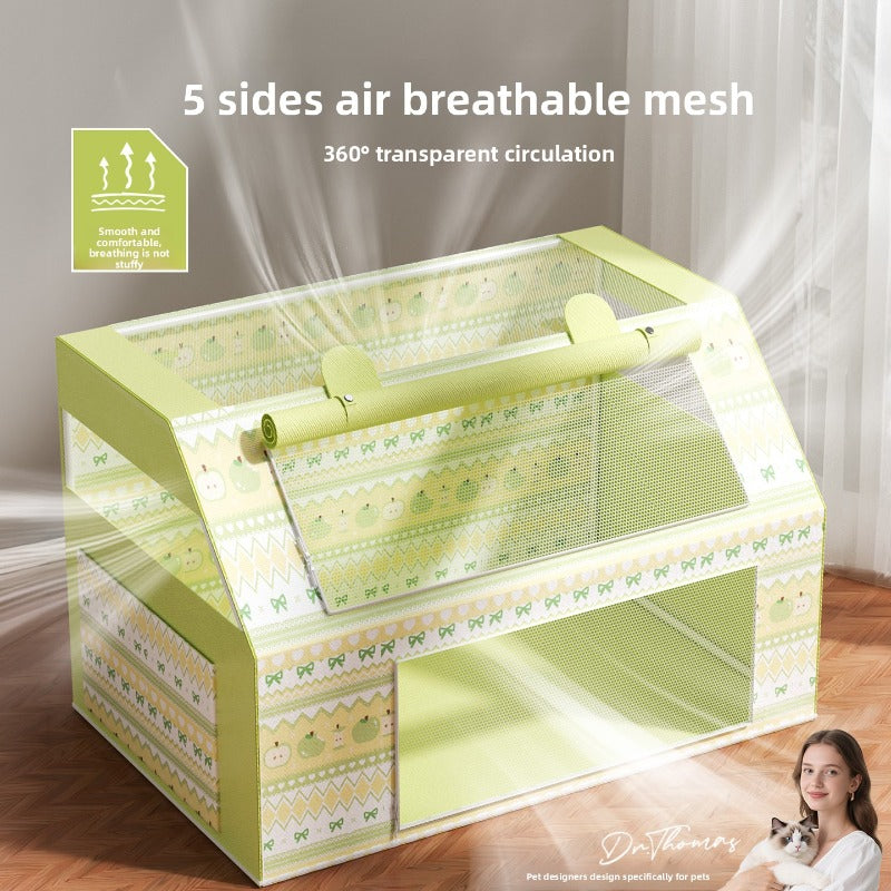 Suitable for Breeding & Delivery Rooms - Rectangular Kennel Villa with Ventilation System, Spacious /Outdoor Pet Enclosure for Kittens, Litter Box Area, No Assembly Required