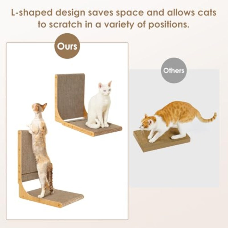 Shaped Cardboard Scratch Pad for Indoor Cats Vertical Cat Scratching Board with Ball Toy Furniture Protector Reversible Design for Double Life Large