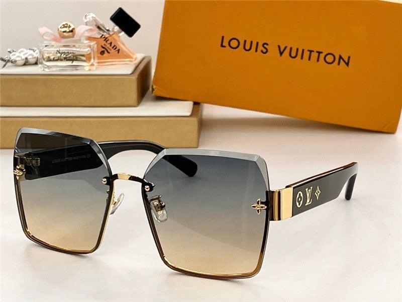 Oversized square sunglasses with gradient lenses and gold accents, luxury accessory style