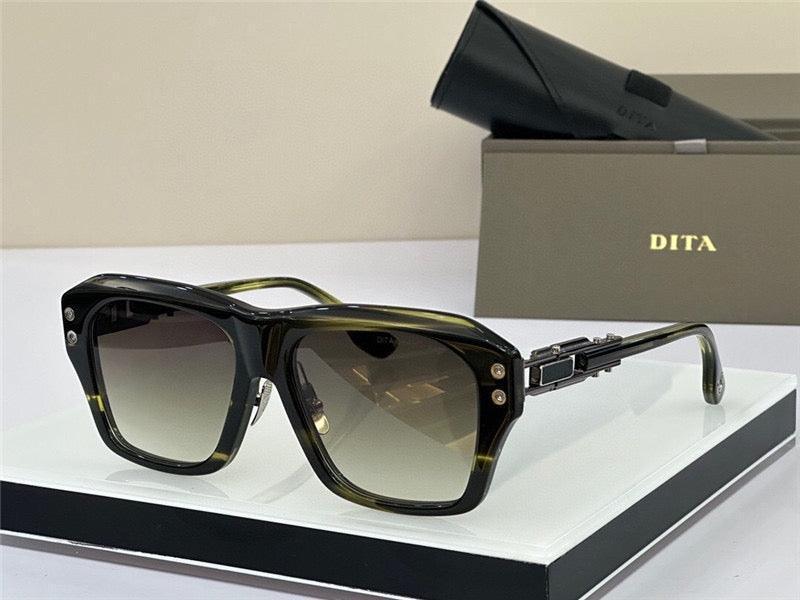 Square black gradient sunglasses with metal accents, luxury designer eyewear on display