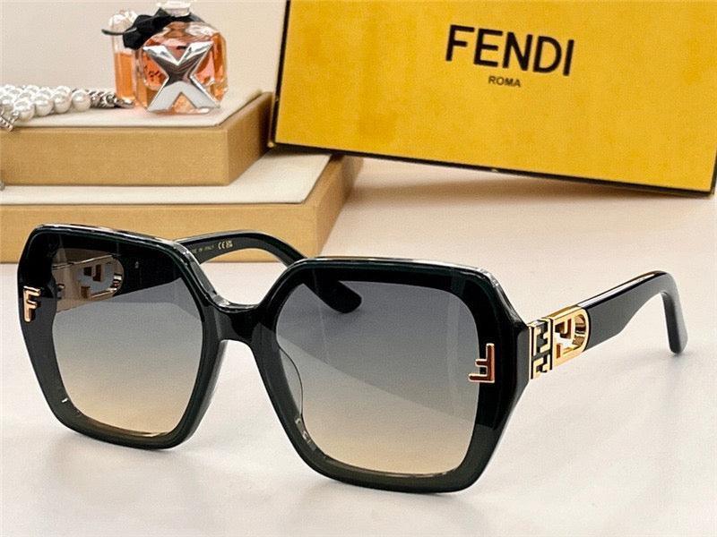 Square oversized sunglasses with gold accents and gradient lenses, luxury accessories display