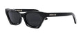 Black cat-eye sunglasses with dark lenses and bold frame, featuring Christian Dior logo on the arms.