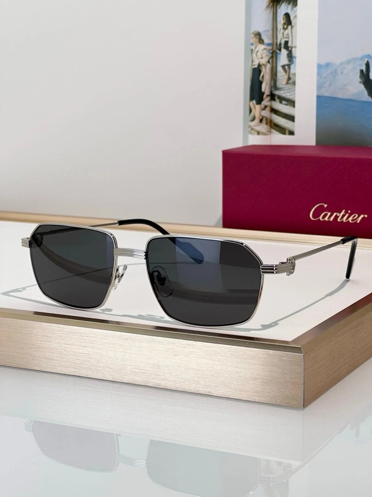 Cartier CT0445O 001 Première de Cartier Rectangle Shape Sunglasses NEW 🐆