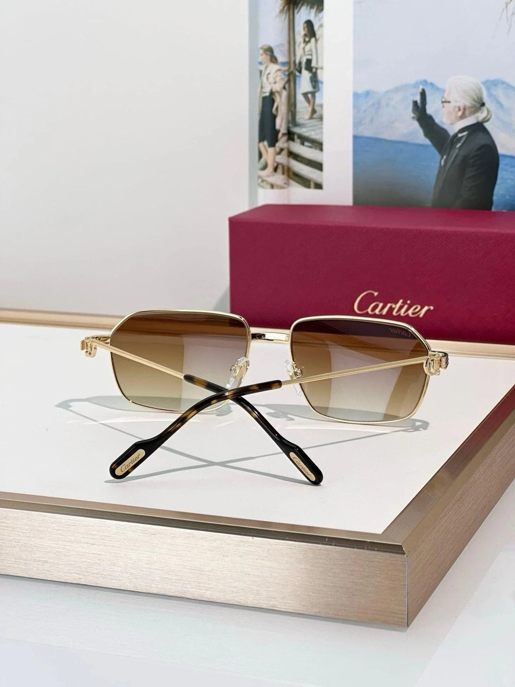 Cartier CT0445O 001 Première de Cartier Rectangle Shape Sunglasses NEW 🐆