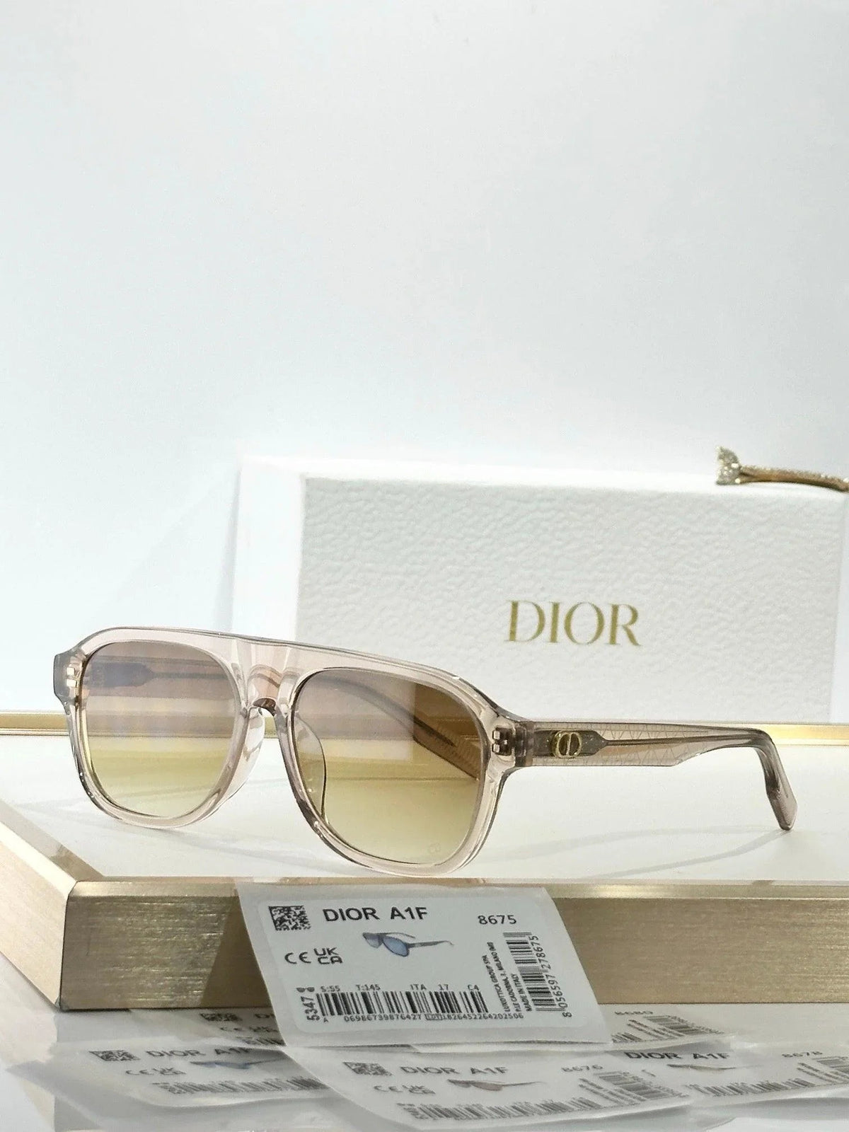 DIOR CD Icon A1F Transparent Beige Pilot  Sunglasses ✨