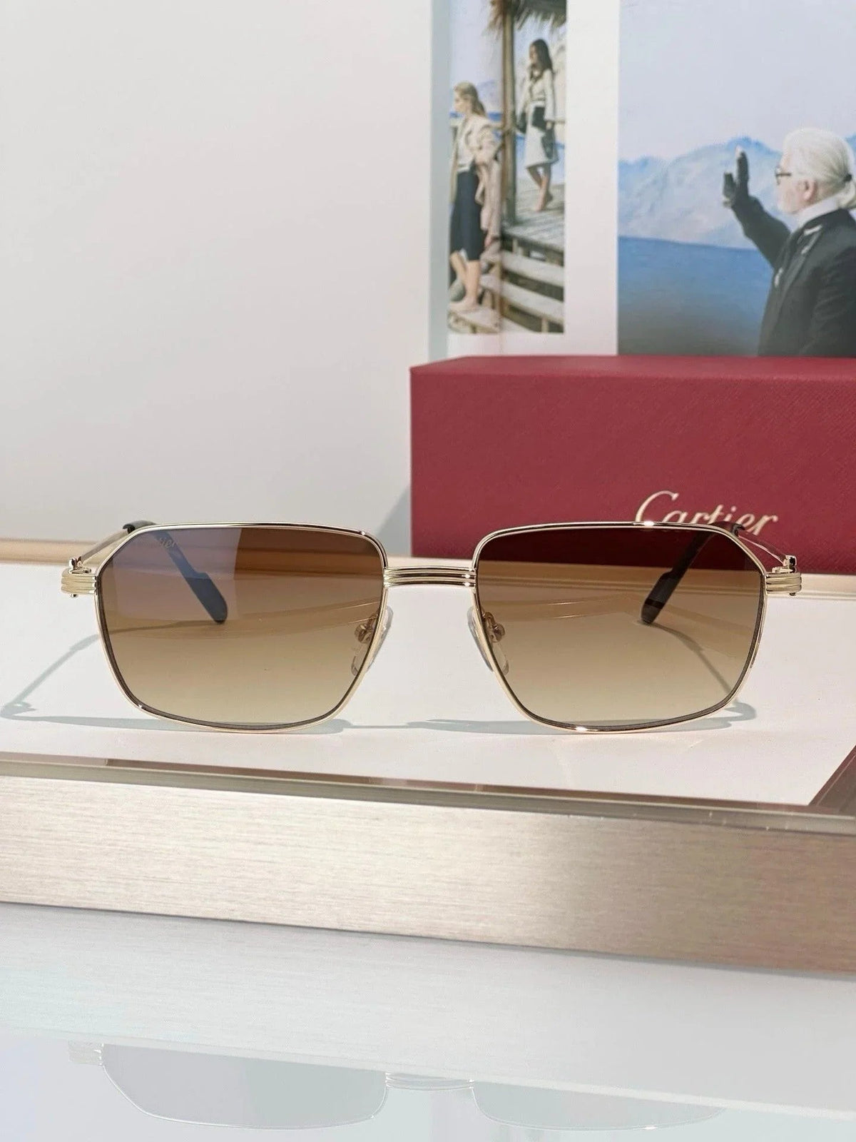 Cartier CT0445O 001 Première de Cartier Rectangle Shape Sunglasses NEW 🐆