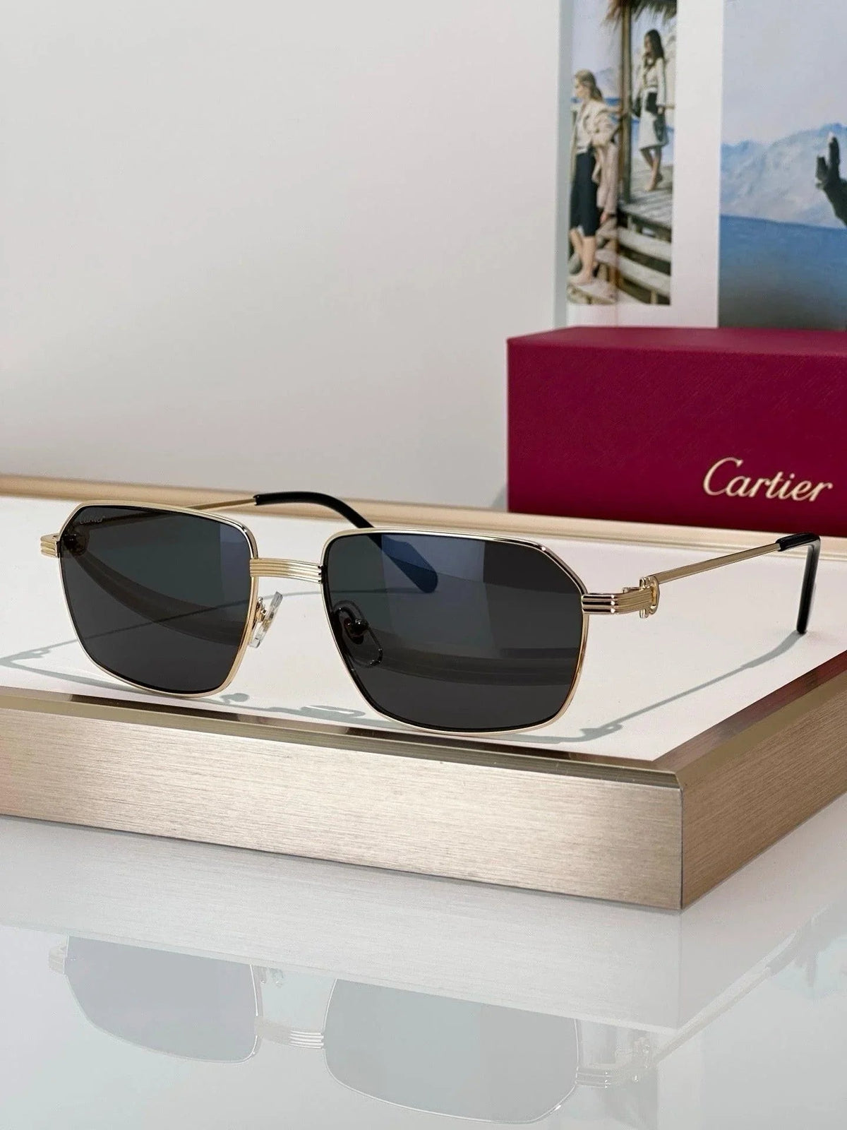 Cartier CT0445O 001 Première de Cartier Rectangle Shape Sunglasses NEW 🐆