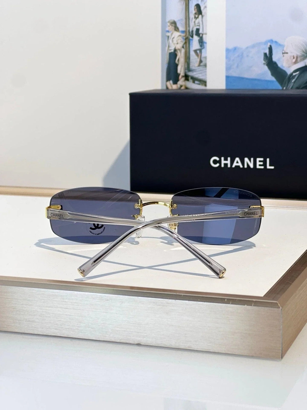 CHANEL 4067 Purple Rimless Women Sunglasses Square Chanel Eyewear  🖤