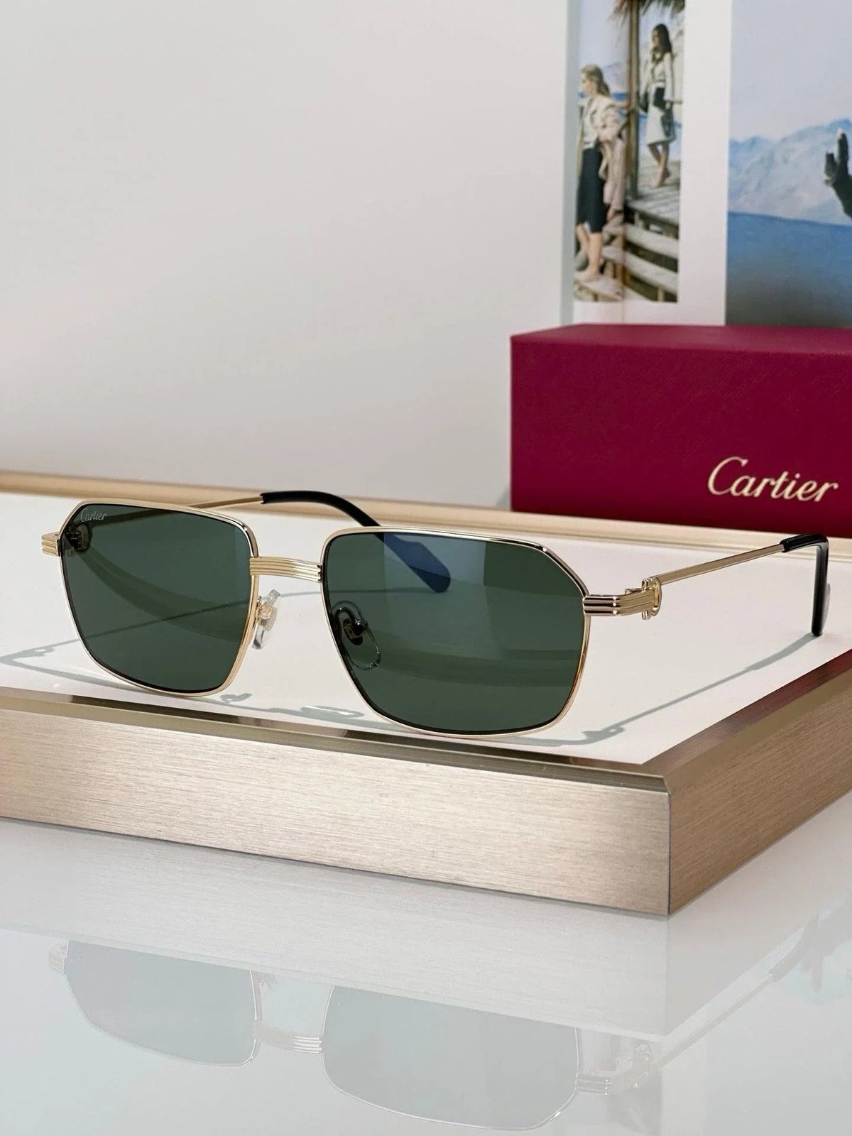 Cartier CT0445O 001 Première de Cartier Rectangle Shape Sunglasses NEW 🐆