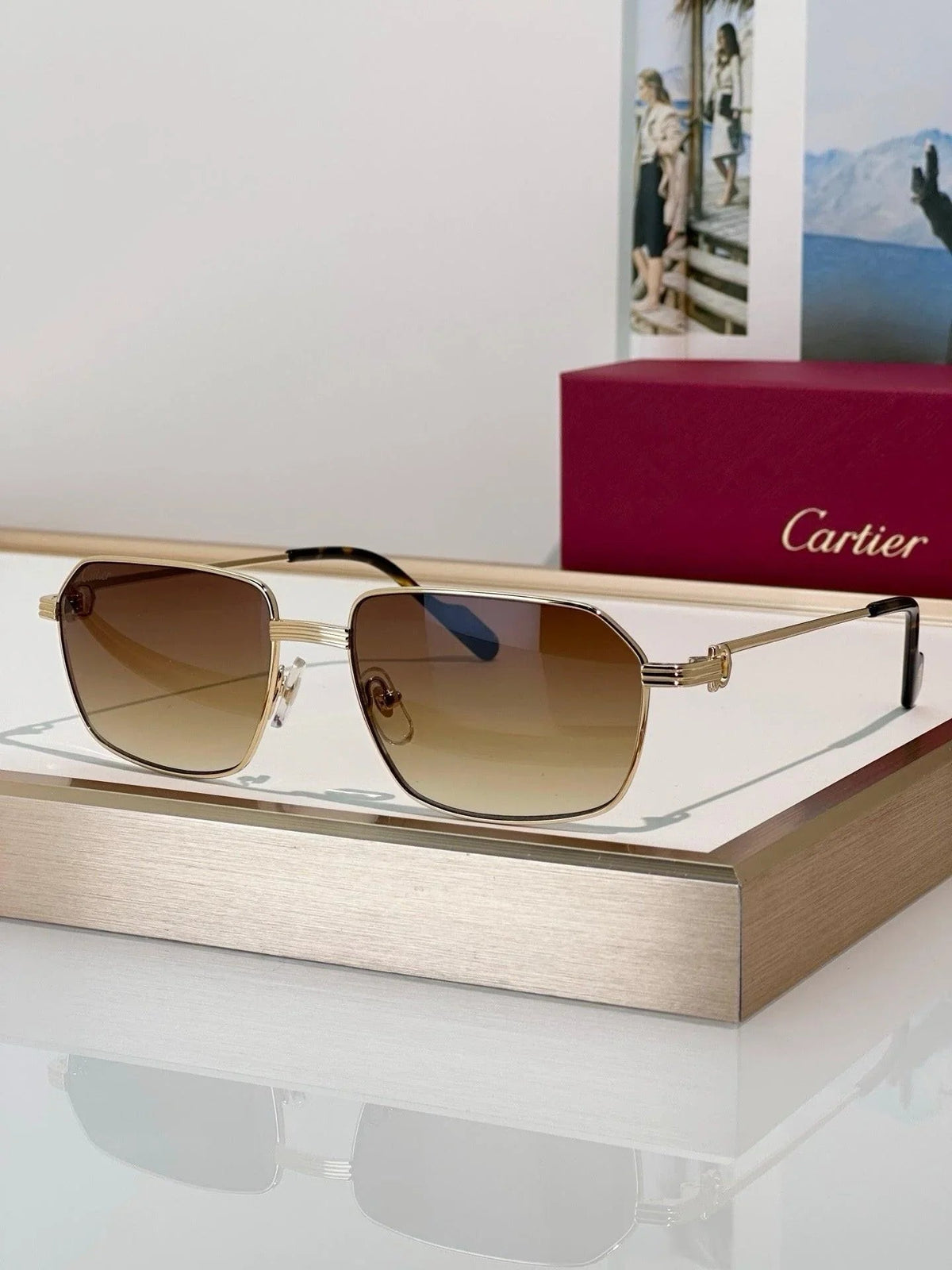 Cartier CT0445O 001 Première de Cartier Rectangle Shape Sunglasses NEW 🐆