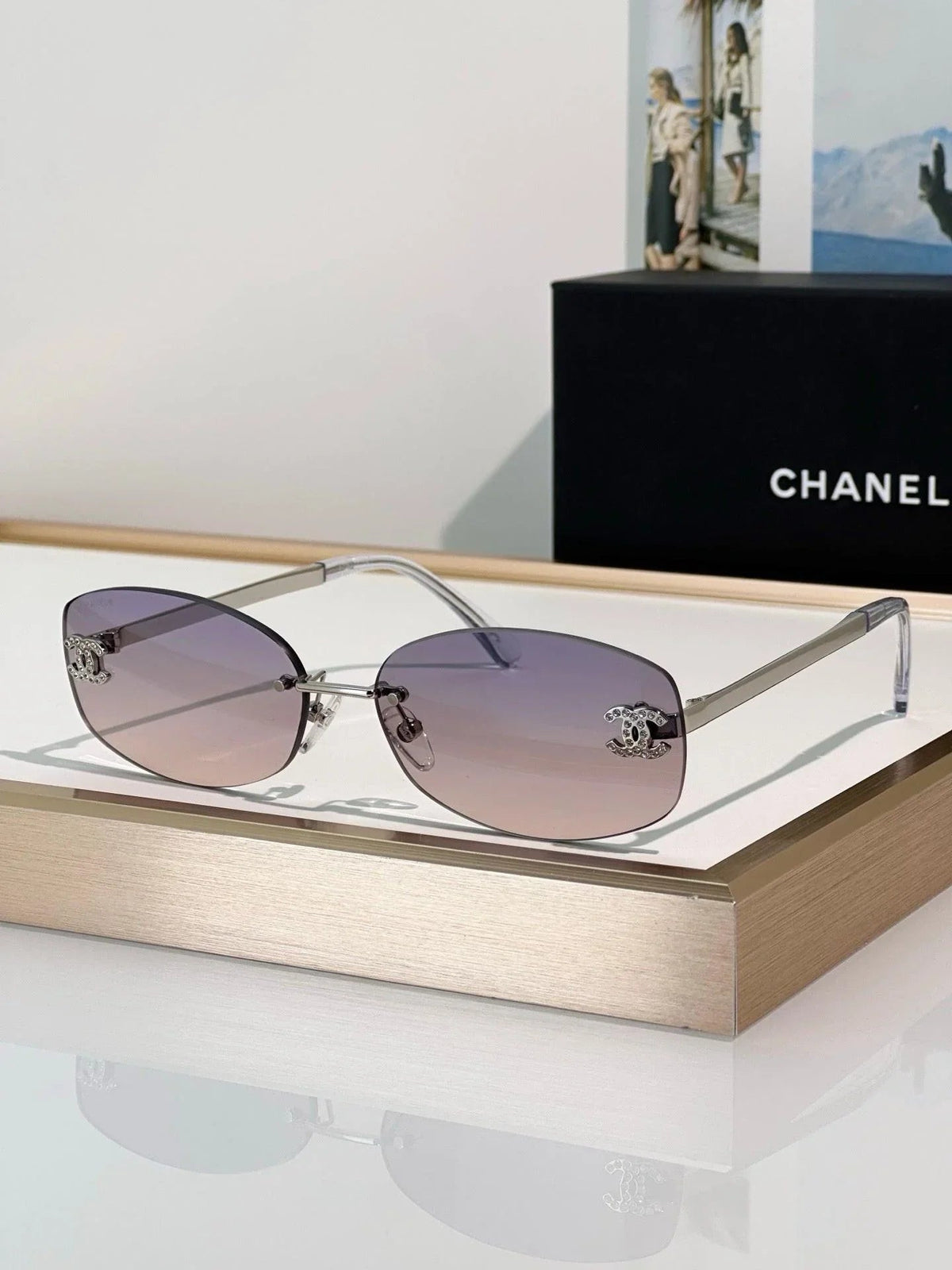 CHANEL 9561  Oval Sunglasses - Silver Pink Mirror - Chanel Eyewear  🖤