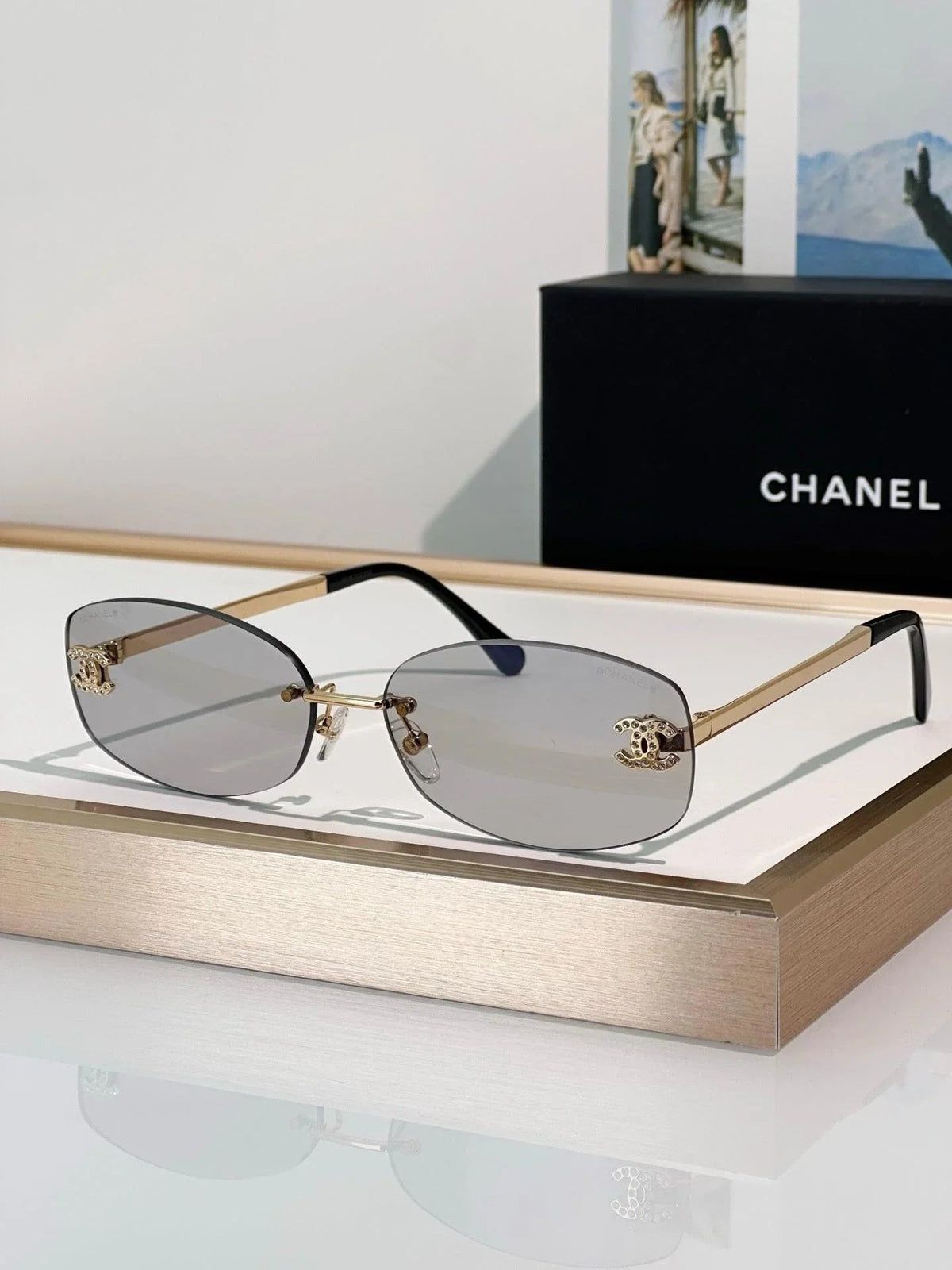 CHANEL 9561  Oval Sunglasses - Silver Pink Mirror - Chanel Eyewear  🖤