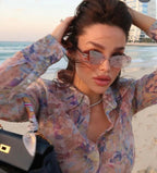 CHANEL 9561  Oval Sunglasses - Silver Pink Mirror - Chanel Eyewear  🖤