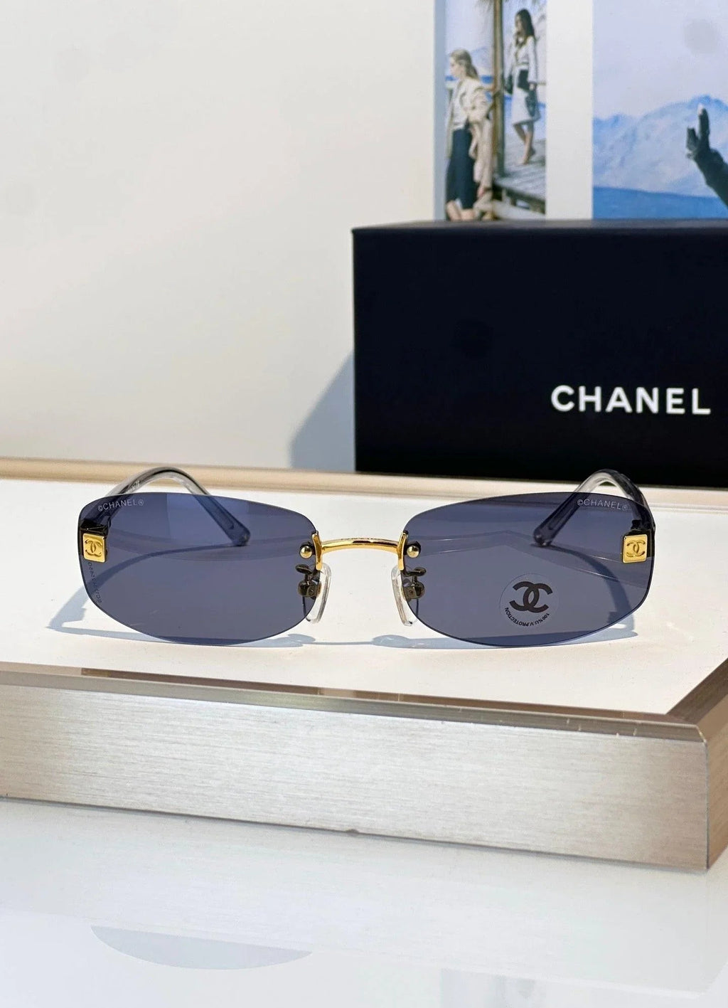 CHANEL 4067 Purple Rimless Women Sunglasses Square Chanel Eyewear  🖤
