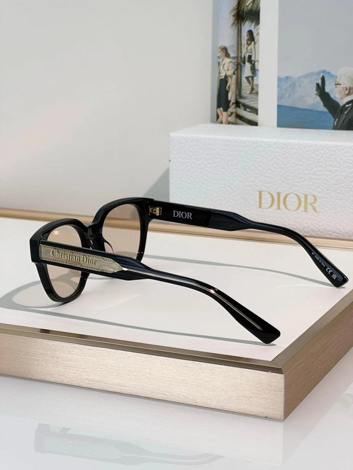 DIOR Christian Dior Label R1F Black and Beige Pantos Sunglasses  ✨