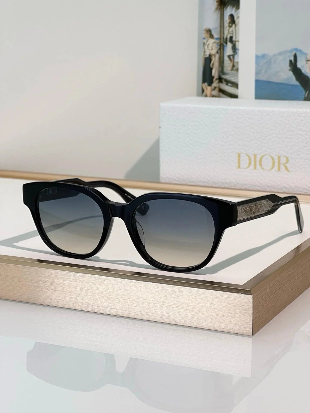 DIOR Christian Dior Label R1F Black and Beige Pantos Sunglasses  ✨