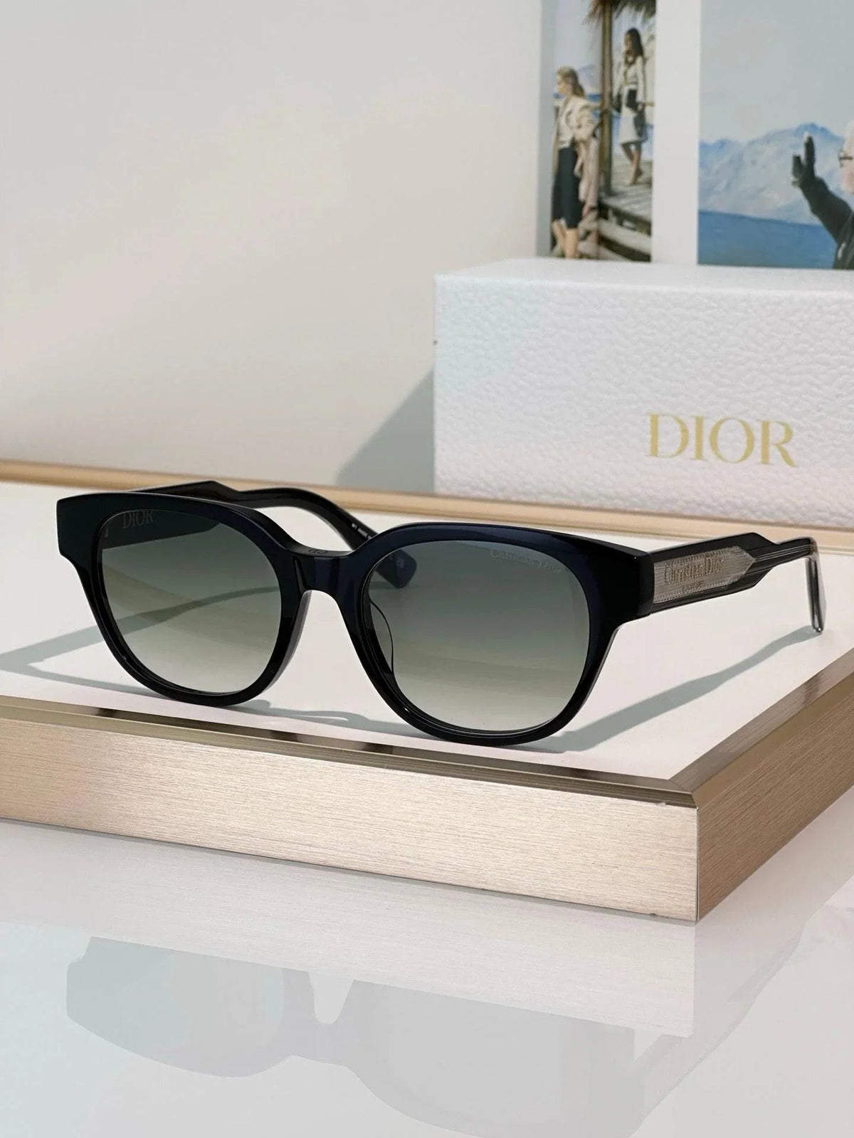 DIOR Christian Dior Label R1F Black and Beige Pantos Sunglasses  ✨