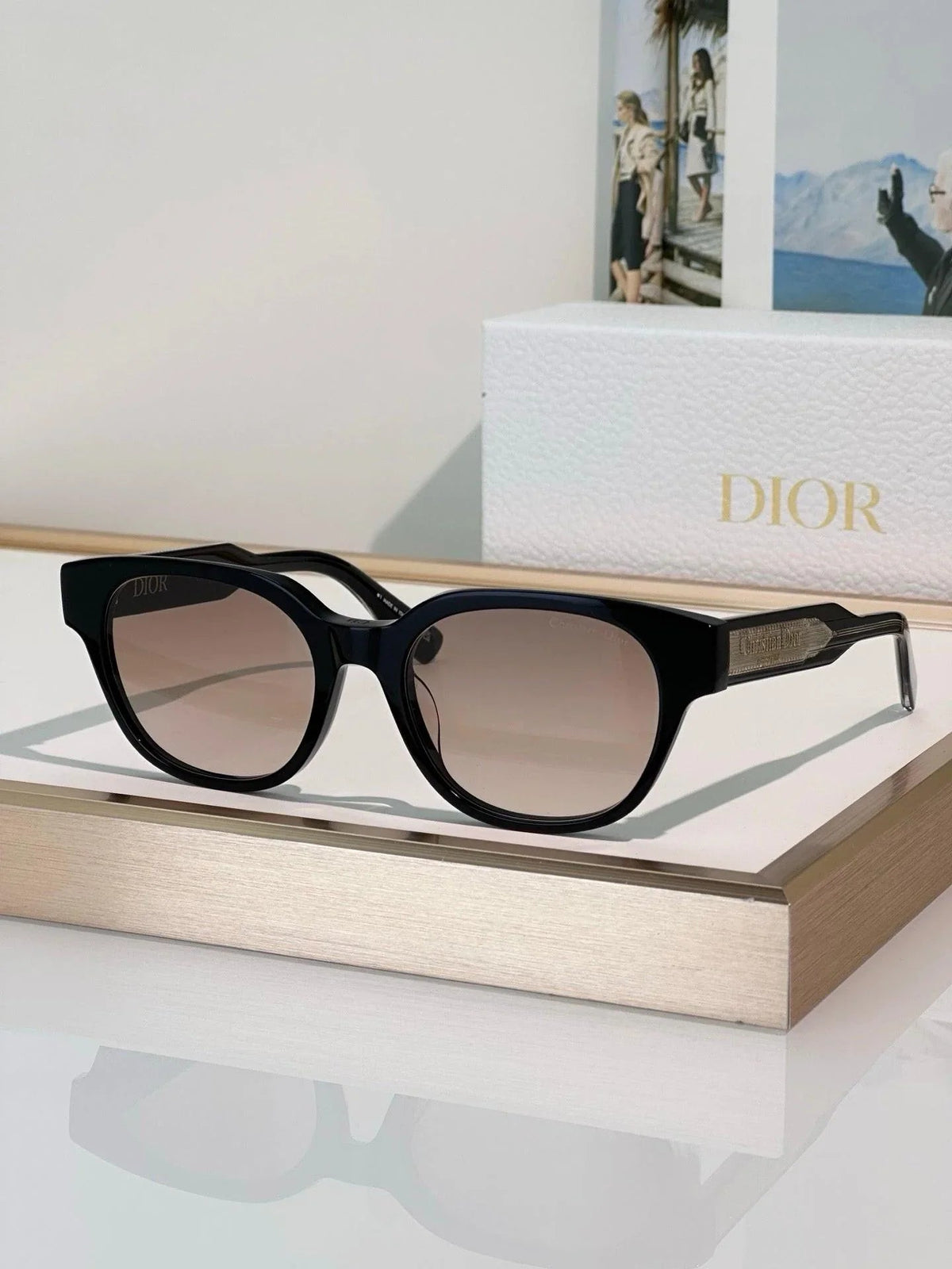 DIOR Christian Dior Label R1F Black and Beige Pantos Sunglasses  ✨