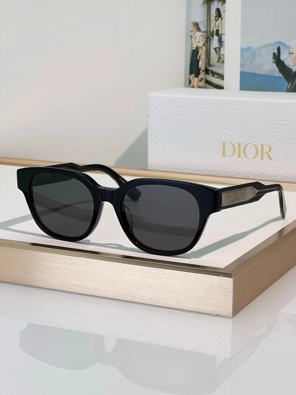 DIOR Christian Dior Label R1F Black and Beige Pantos Sunglasses  ✨