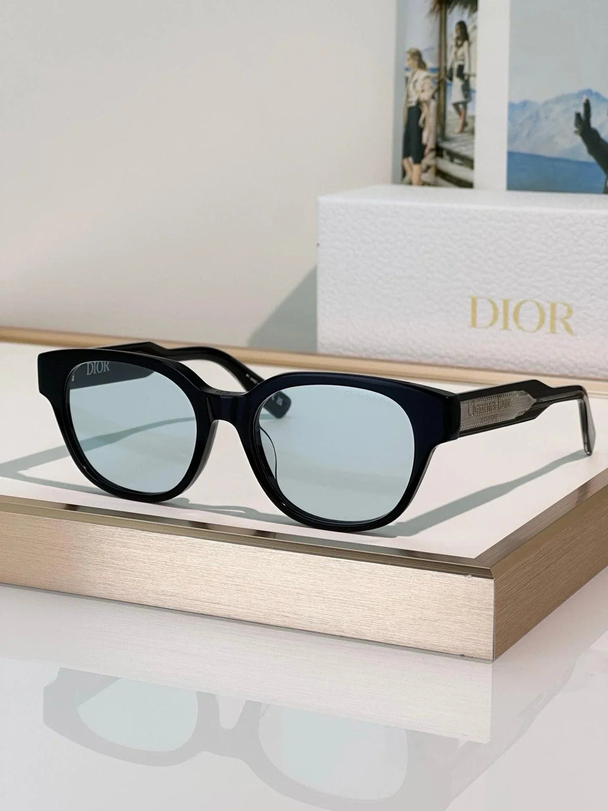 DIOR Christian Dior Label R1F Black and Beige Pantos Sunglasses  ✨