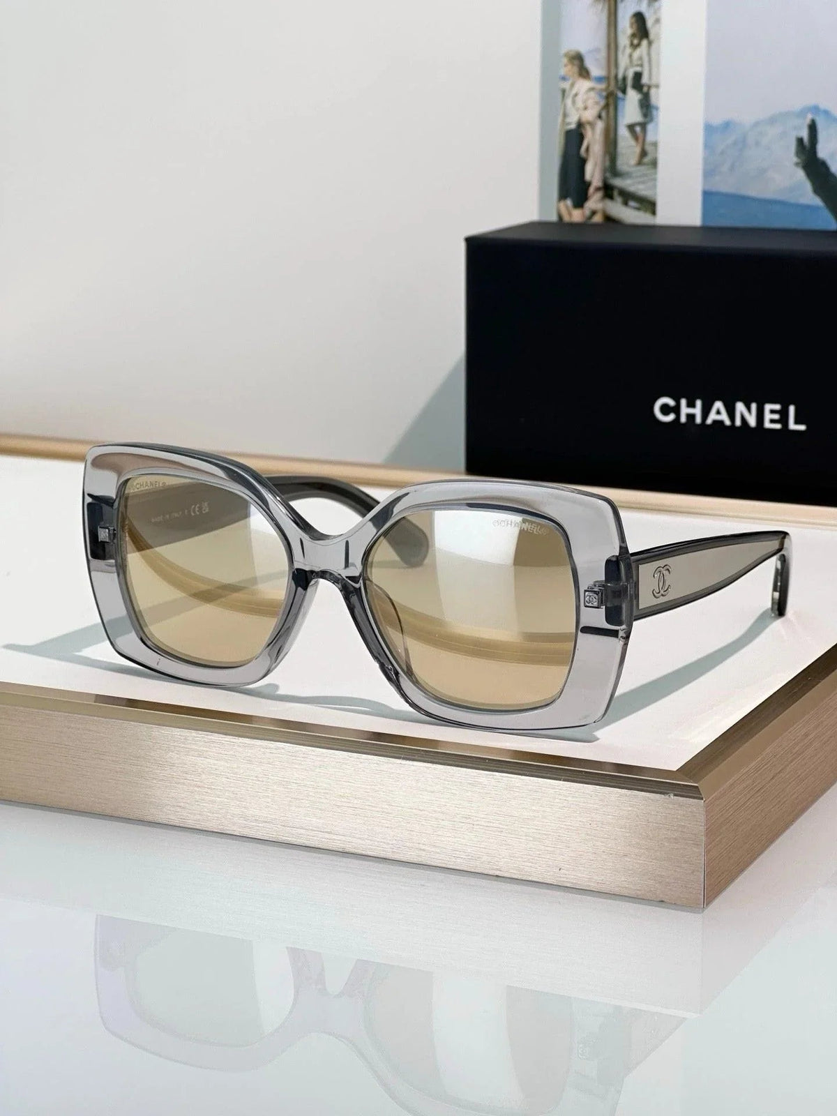 CHANEL 9173  Square Sunglasses - Silver Pink Mirror - Chanel Eyewear  🖤