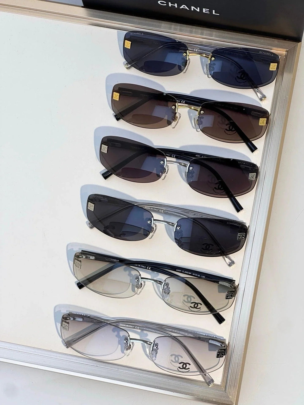 CHANEL 4067 Purple Rimless Women Sunglasses Square Chanel Eyewear  🖤