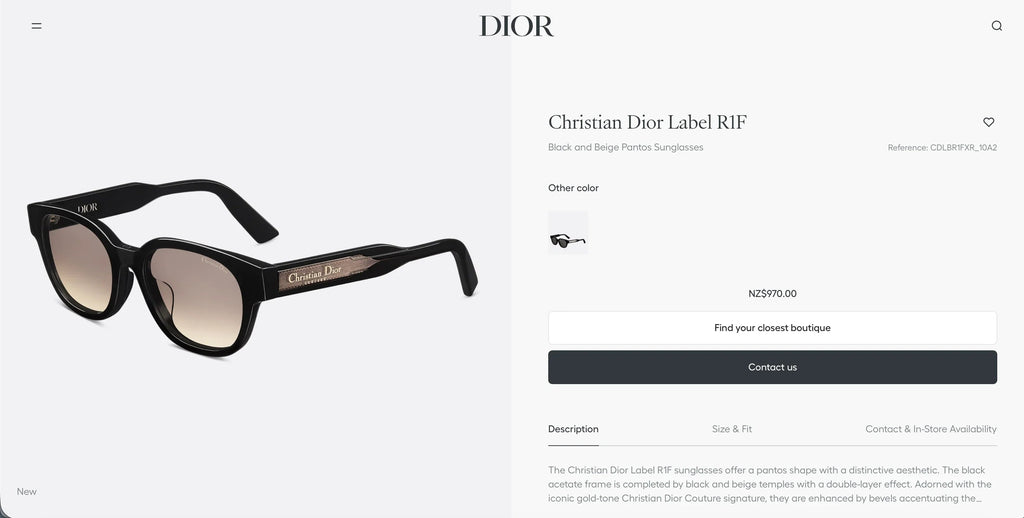 DIOR Christian Dior Label R1F Black and Beige Pantos Sunglasses  ✨