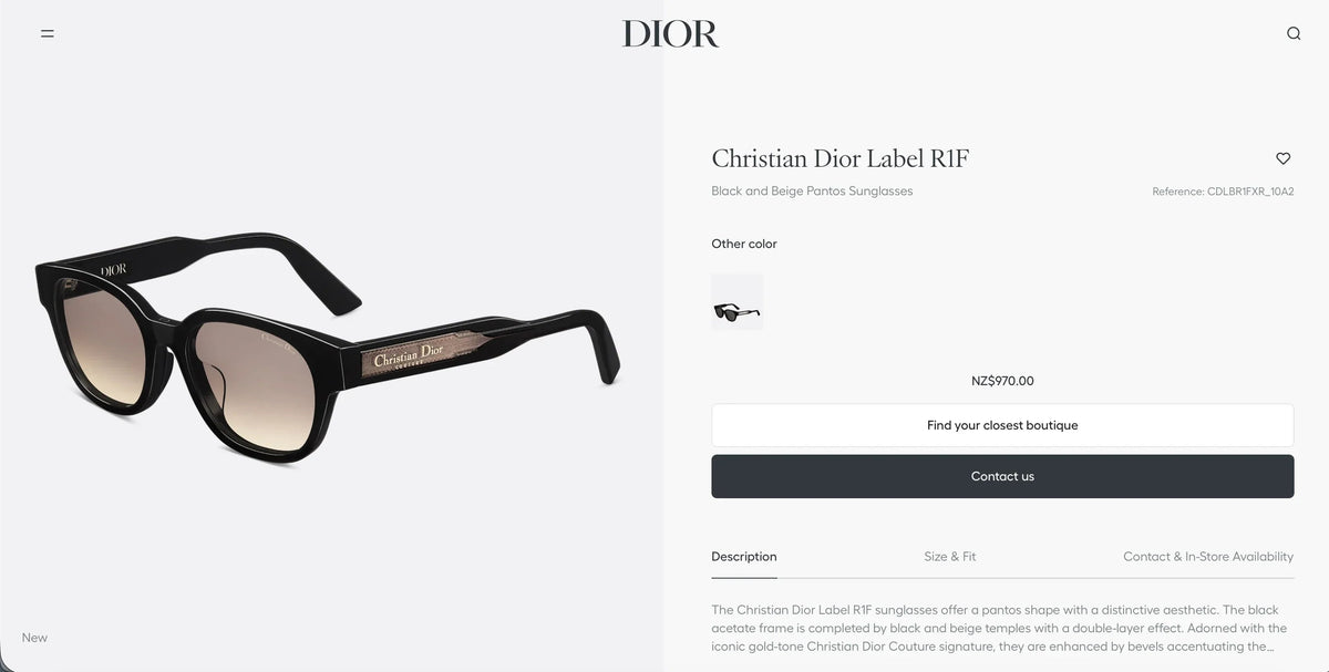 DIOR Christian Dior Label R1F Black and Beige Pantos Sunglasses  ✨