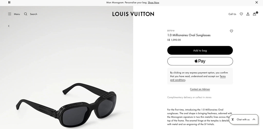 Louis Vuitton Z2721U 1.0 Millionaires Oval Sunglasses✨