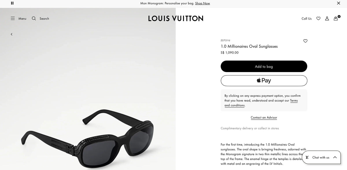 Louis Vuitton Z2721U 1.0 Millionaires Oval Sunglasses✨