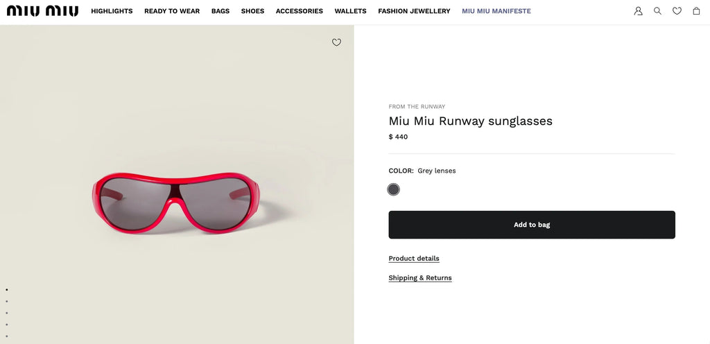 Miu Miu SMUB14 Runway  Women's Sunglasses ✨
