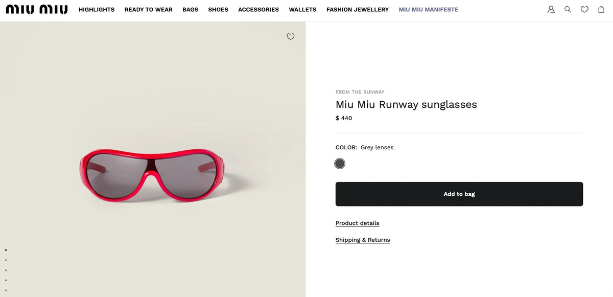 Miu Miu SMUB14 Runway  Women's Sunglasses ✨