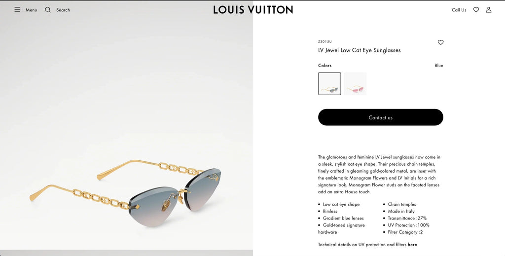 Louis Vuitton Z3015U LV Jewel Low Cat Eye Sunglasses  ✨