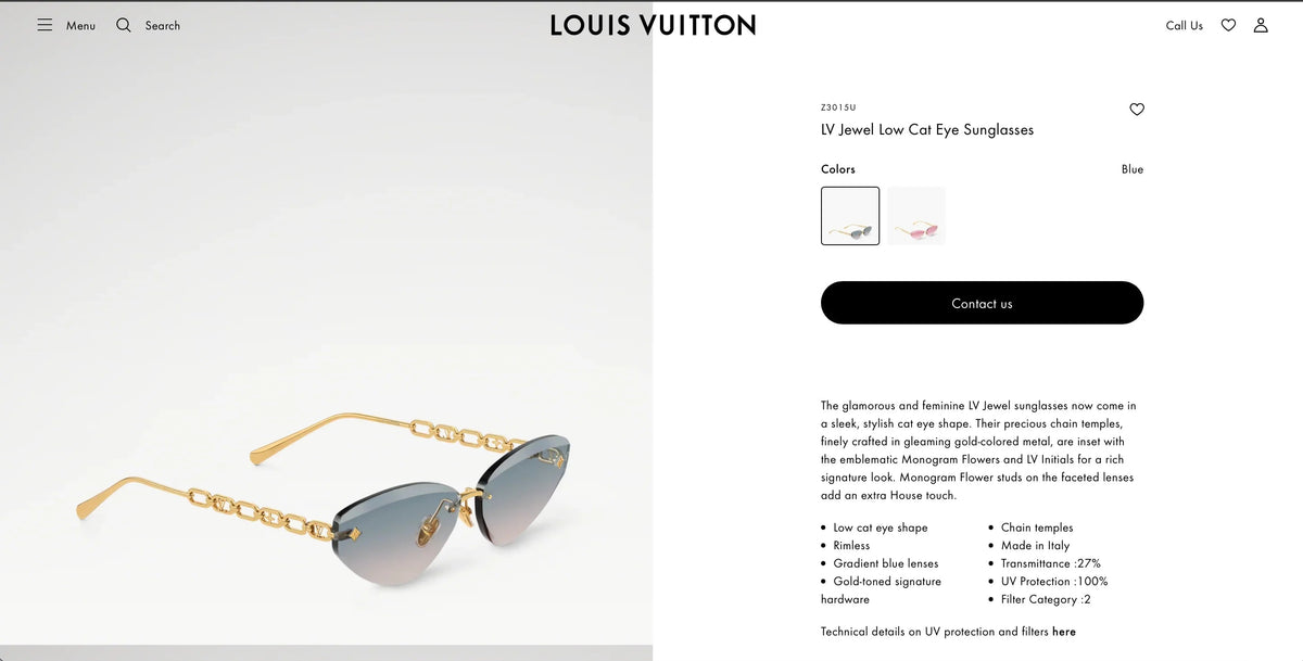 Louis Vuitton Z3015U LV Jewel Low Cat Eye Sunglasses  ✨